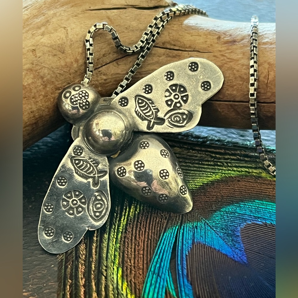 Sterling Bee Pendant Necklace